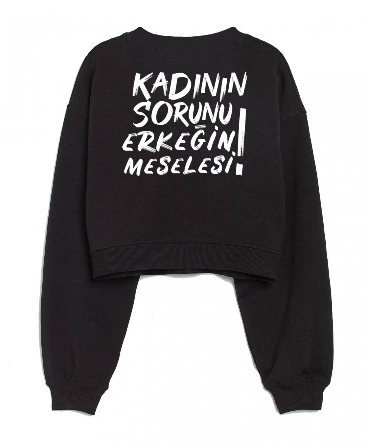 “It's a Man Issue” Crop Top Sweatshirt (Black)