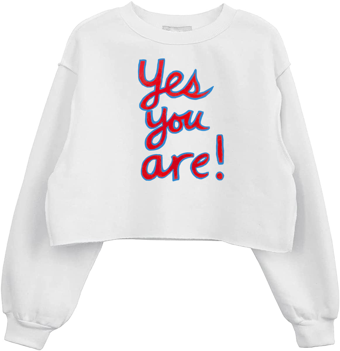 “Yes You Are” Crop Top Sweathshirt (White)