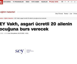 SEY Foundation will give scholarships to 20 children of minimum wage families (CNN Türk)