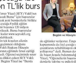 Milliyet - 120 million TL worth of scholarships for 300 children