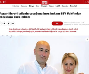 Scholarship opportunity for children of minimum wage families Scholarship opportunity for children from SEY Foundation (Habertürk)