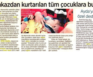 Scholarship for all children rescued from the rubble - (Milliyet)